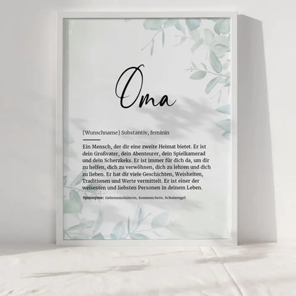 Definitionsposter Definition Oma Mit Name