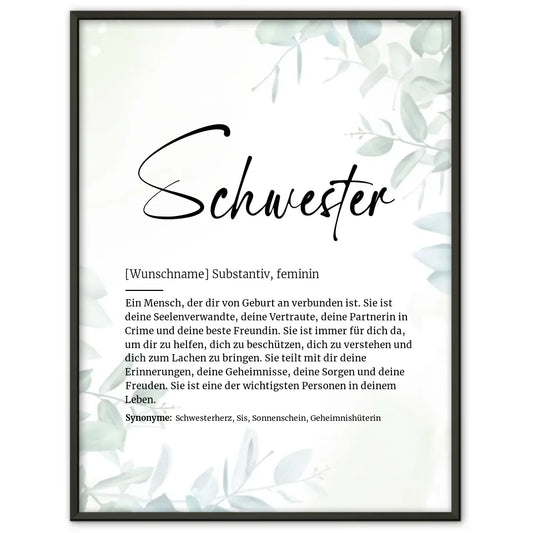 Definitionsposter Definition Schwester Mit Name 1