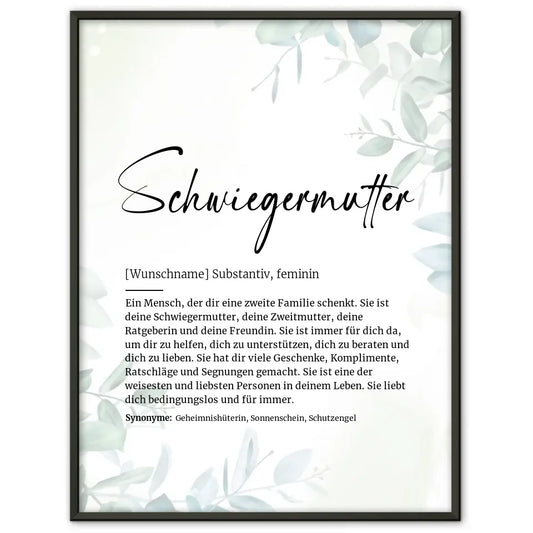 Definitionsposter Definition Schwiegermutter Mit Name