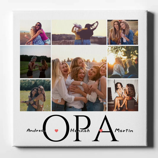 Opa Leinwand Personalisiert Fotocollage für 8 Fotos & Namen