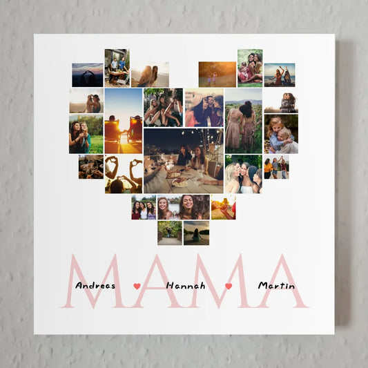 Fotocollage Herz Fotoboard Mama für Muttertag mit Namen