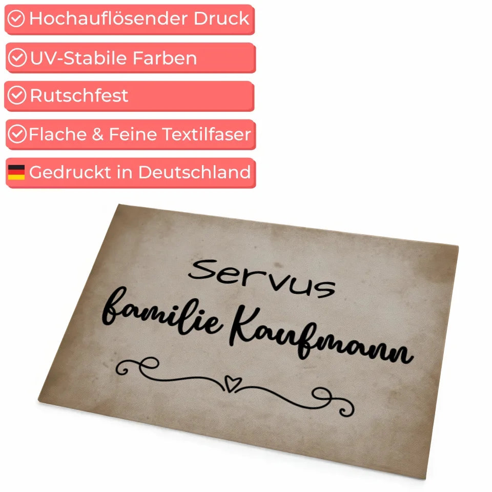 Personalisierte Fußmatte mit Namen für Familie und Zuhause