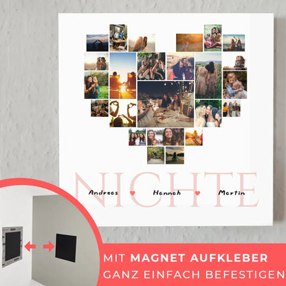 Fotocollage Herz Fotoboard magnetisch Nichte mit Namen