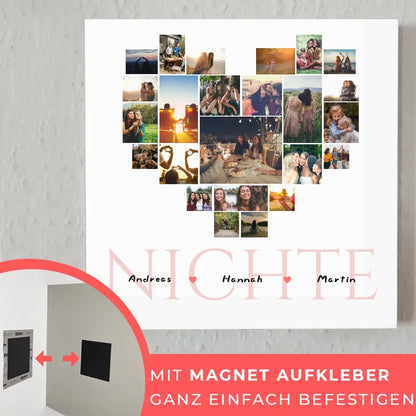 Fotocollage Herz Fotoboard magnetisch Nichte mit Namen