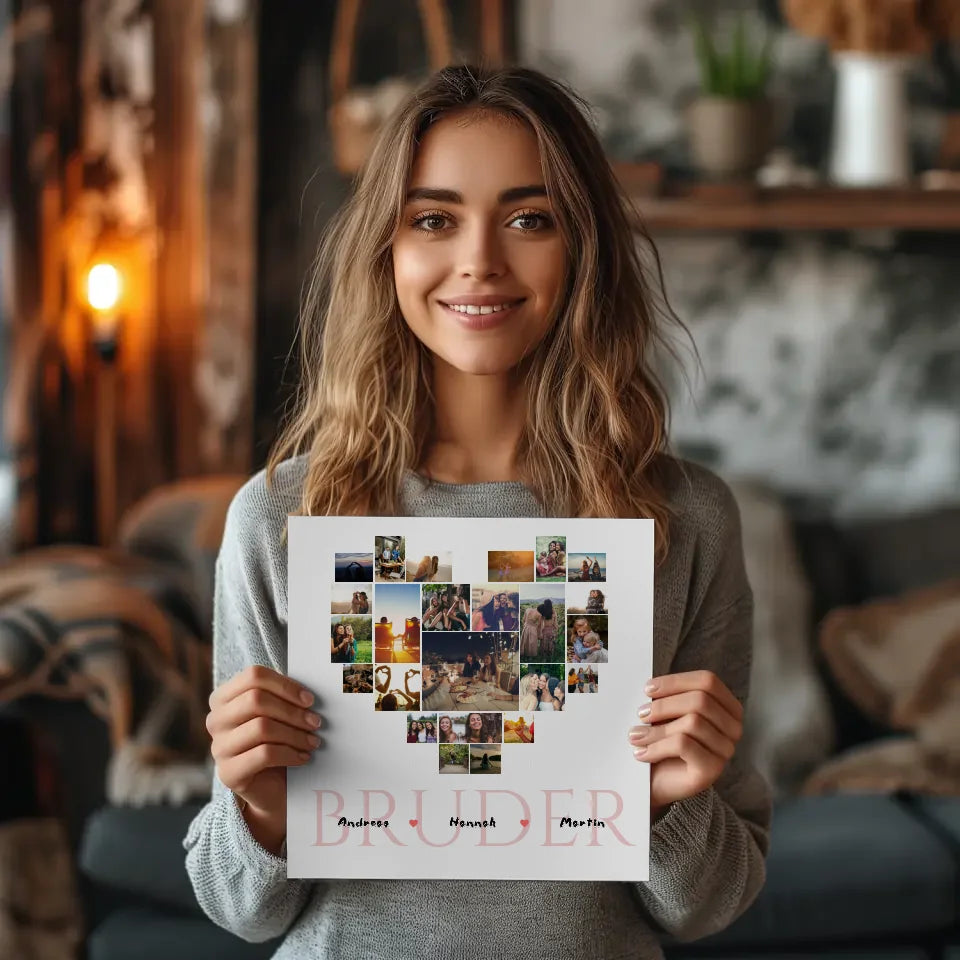 Fotocollage Personalisiert Magnetisches Wandbild Bruder mit Namen