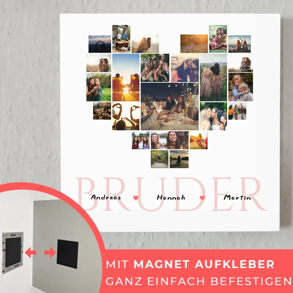 Fotocollage Personalisiert Magnetisches Wandbild Bruder mit Namen