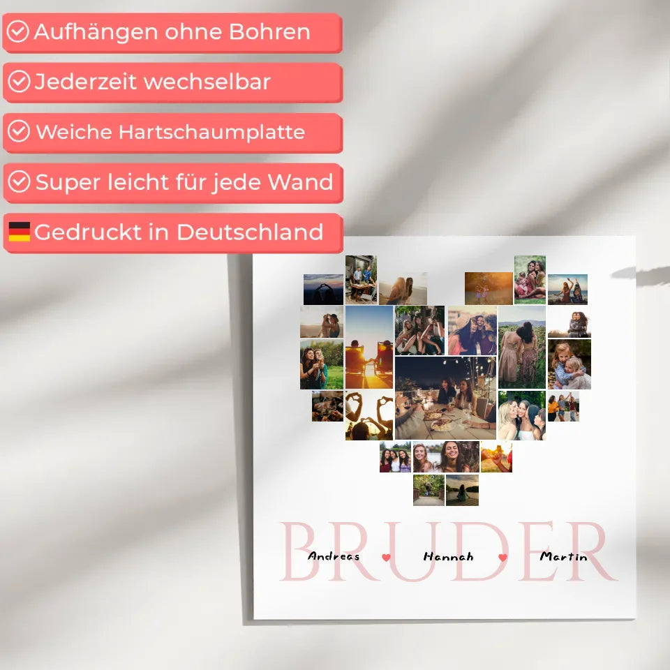 Fotocollage Personalisiert Magnetisches Wandbild Bruder mit Namen