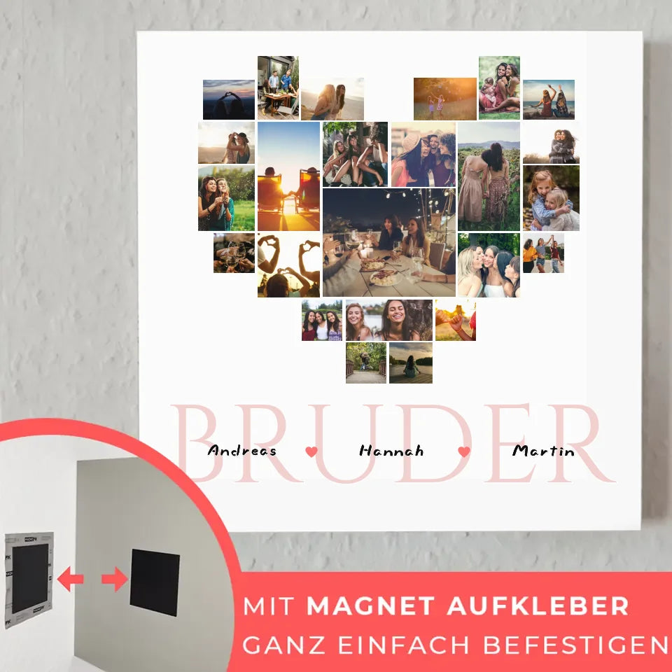 Fotocollage Personalisiert Magnetisches Wandbild Bruder mit Namen