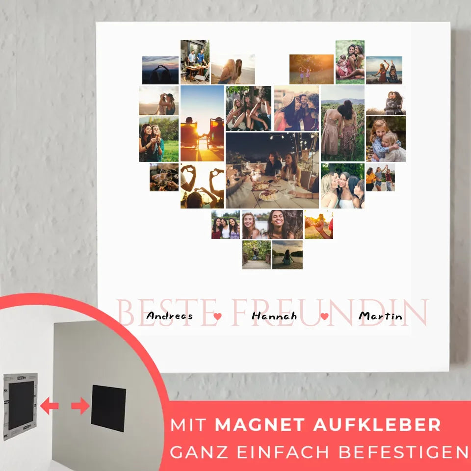 Fotoboard mit Wandmagnet für die Beste Freundin mit 24 Fotos