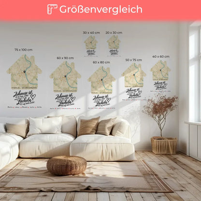 Personalisierte Leinwand Stadtkarte Wo die Liebe Wohnt Familie mit Nachname