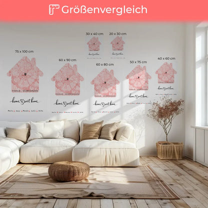 Personalisierte Familienleinwand Stadtkarte Home Sweet Home