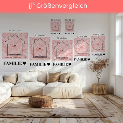 Personalisierte Leinwand Stadtkarte für Familie mit Nachname 6