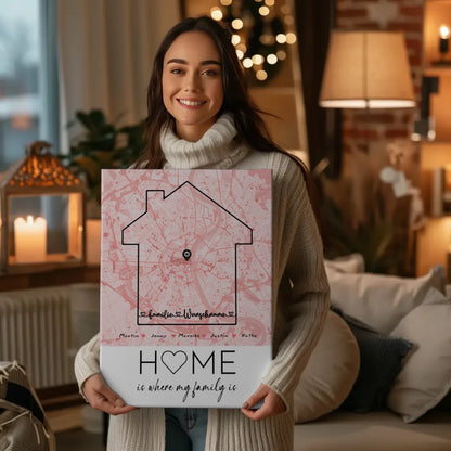 Personalisierte Leinwand Stadtkarte Familie mit Nachname