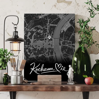Personalisierte Leinwand Paare Stadtkarte Schwarz Kocham Cie 3