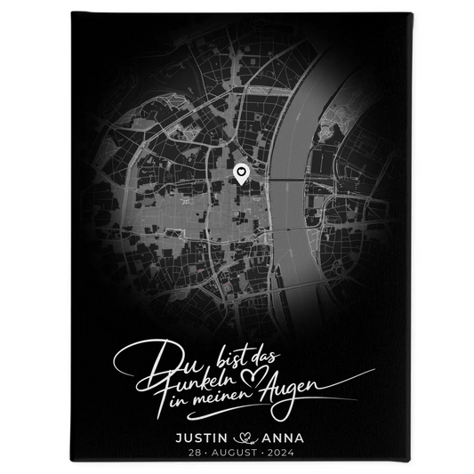 Personalisiertes Leinwandposter Paare Stadtkarte Rund Das Funkeln 1