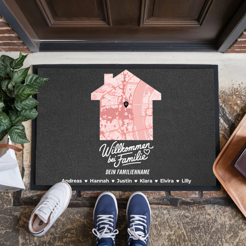 Fußmatte Personalisiert mit Nachname für Familien Willkommen 1