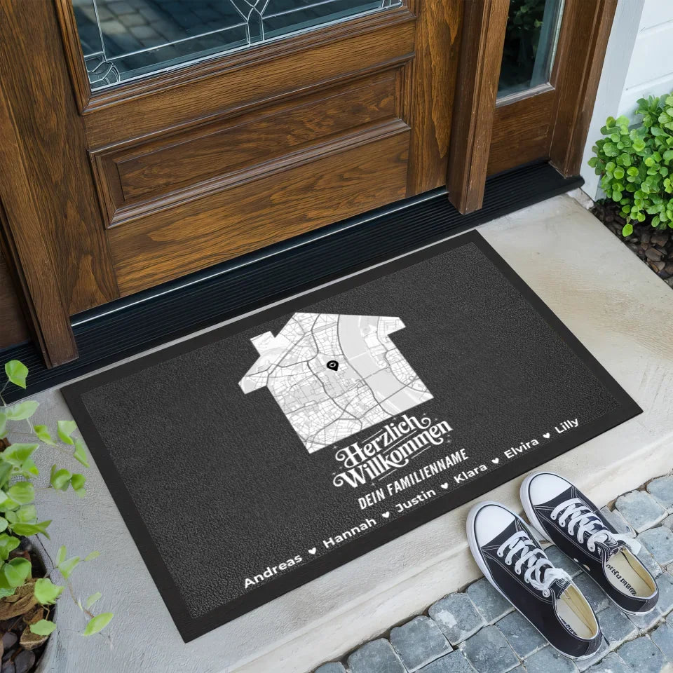 Personalisierte Fußmatte mit Namen für Familie Welcome 2