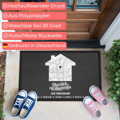 Personalisierte Fußmatte mit Namen für Familie Welcome 3