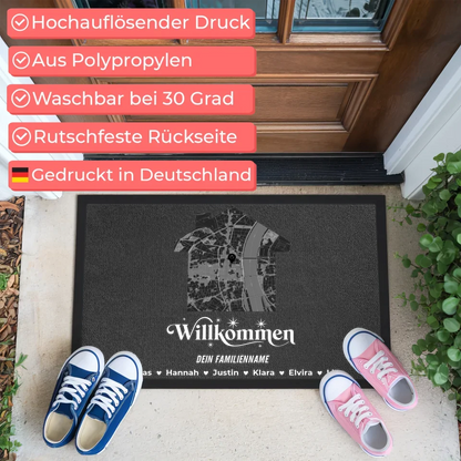 Individuelle Fußmatte für Familien mit Namen Willkommen personalisiert 3