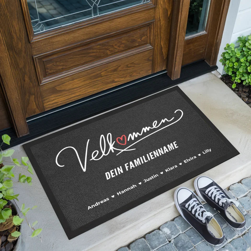 Personalisierte Fußmatte Familien Nachname Willkommen Velkommen - mit Namen 2