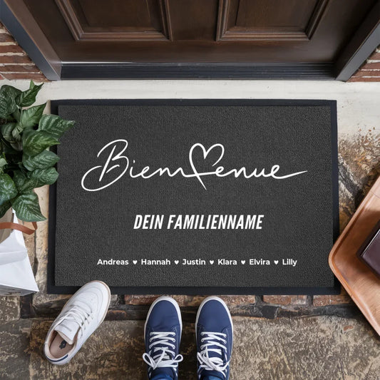 Personalisierte Fußmatte für Familien Namen Willkommen Bienvenue 1
