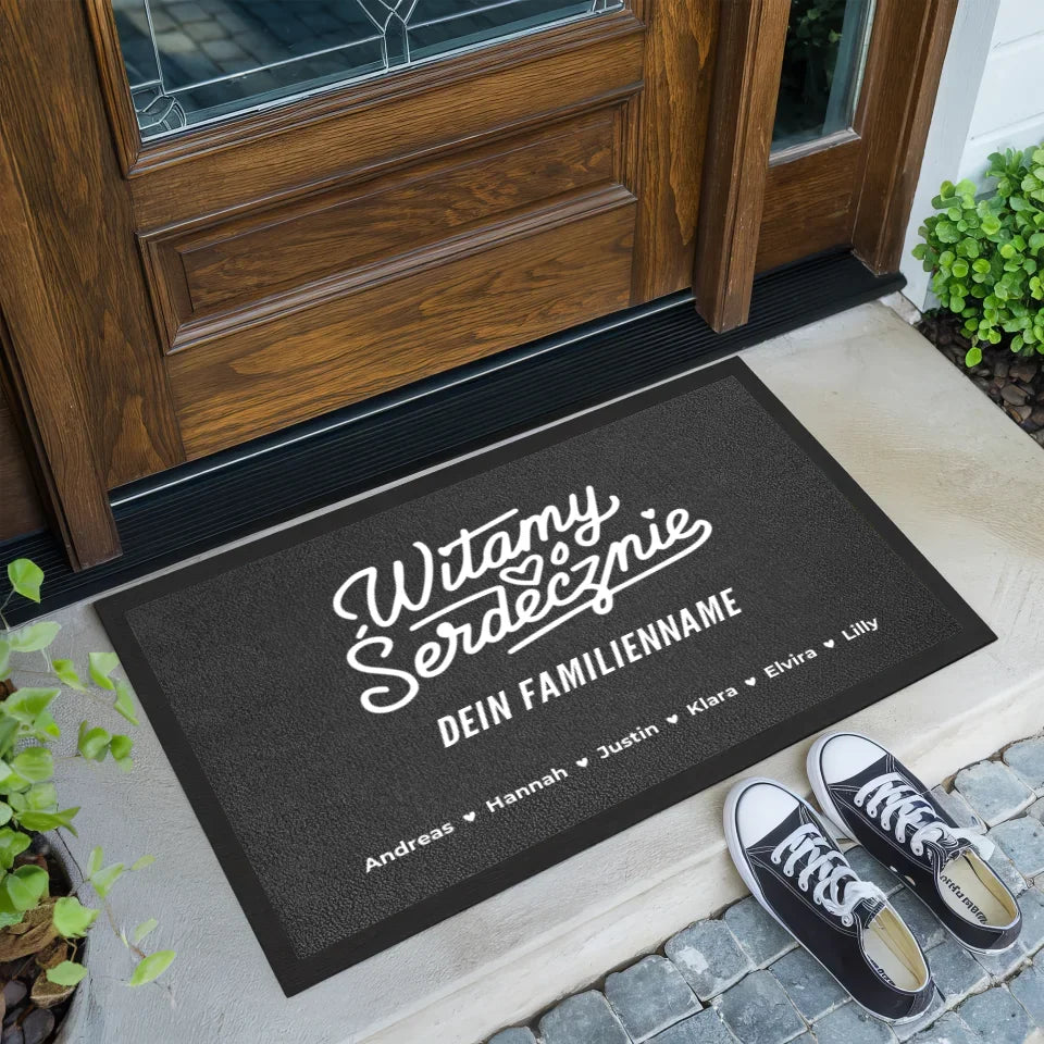 Familien Fußmatte personalisiert Willkommen Witamy Serdecznie Familie Nachname Mit Namen 2