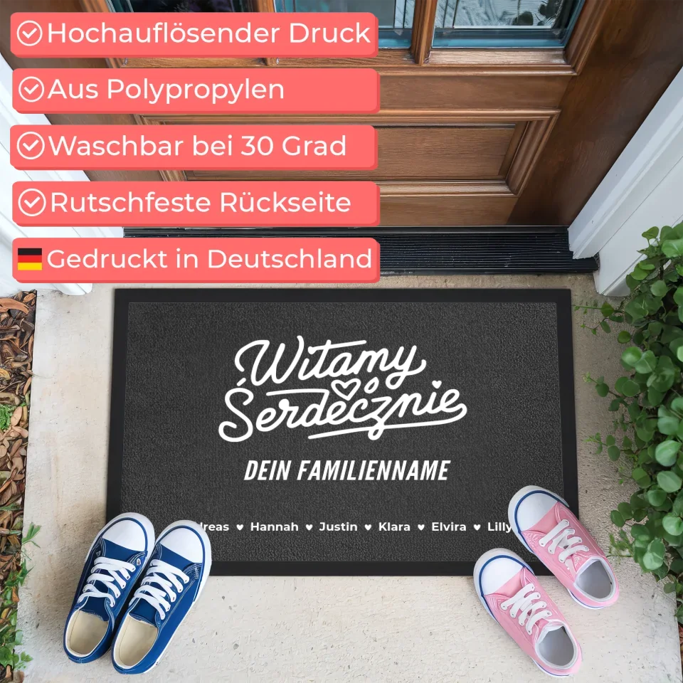 Familien Fußmatte personalisiert Willkommen Witamy Serdecznie Familie Nachname Mit Namen 3