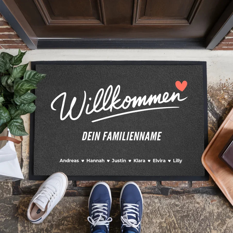 Familien Fußmatte personalisiert Willkommen Familie personalisiert mit Nachname 1