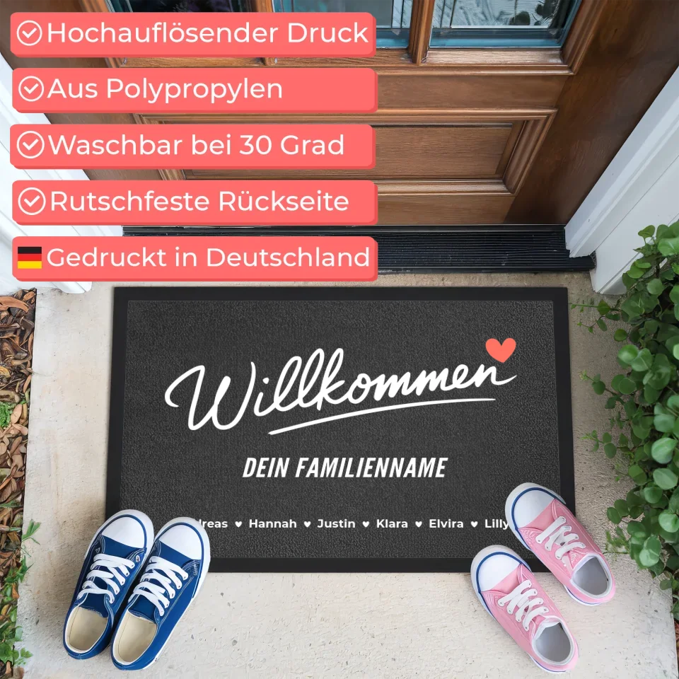 Familien Fußmatte personalisiert Willkommen Familie personalisiert mit Nachname 3