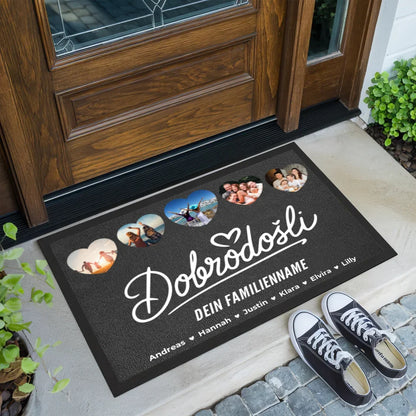Personalisierte Familien Fußmatten Nachname Willkommen Dobrodošli mit Nachname 2