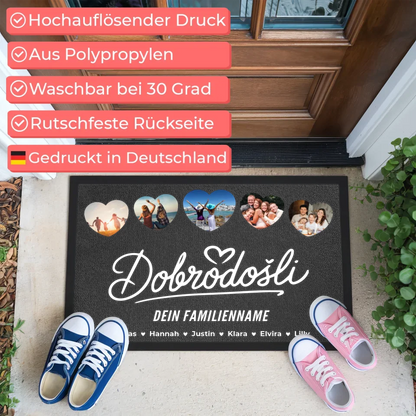 Personalisierte Familien Fußmatten Nachname Willkommen Dobrodošli mit Nachname 3