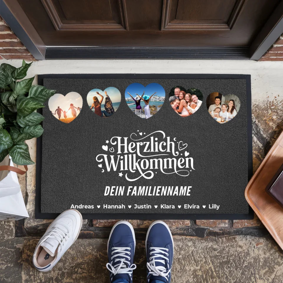 Personalisierte Fußmatte Familie Herzlich Willkommen Mit Namen 1