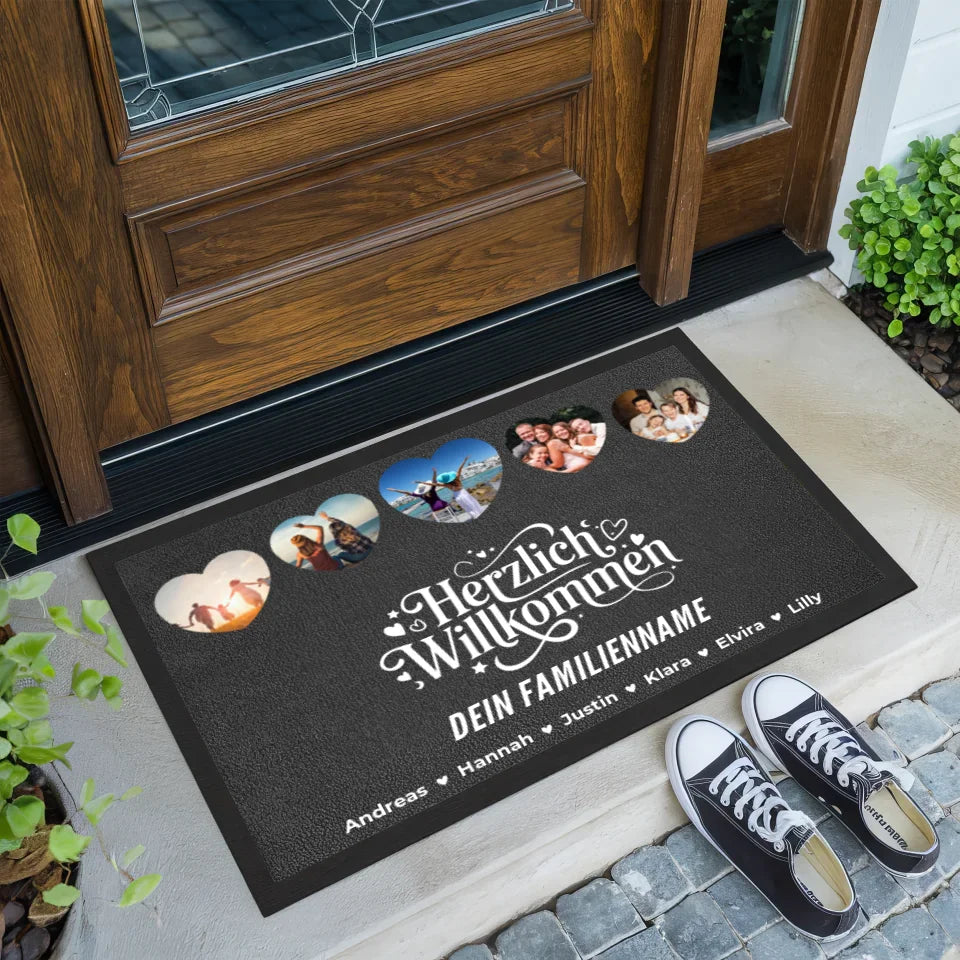 Personalisierte Fußmatte Familie Herzlich Willkommen Mit Namen 2