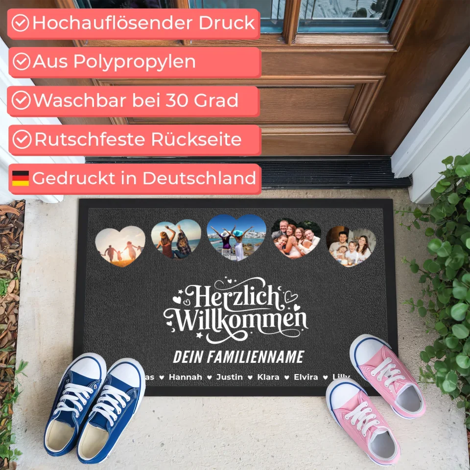 Personalisierte Fußmatte Familie Herzlich Willkommen Mit Namen 3