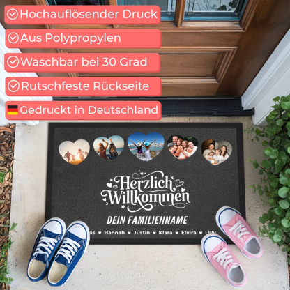 Personalisierte Fußmatte Familie Herzlich Willkommen Mit Namen 3