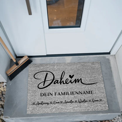 Personalisierte Fussmatte mit Namen Grau für Daheim gestalten 2