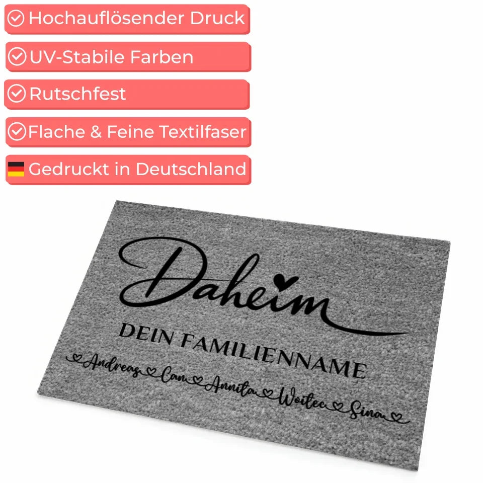 Personalisierte Fussmatte mit Namen Grau für Daheim gestalten 4