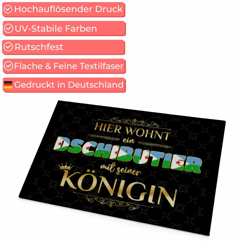 Personalisierte Fußmatte Hier wohnt ein Dschibutier Königin