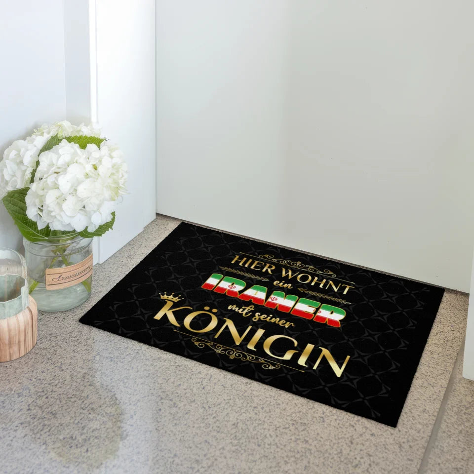 Personalisierte Fußmatte Hier wohnt ein Iraner mit seiner Königin 70x50 cm