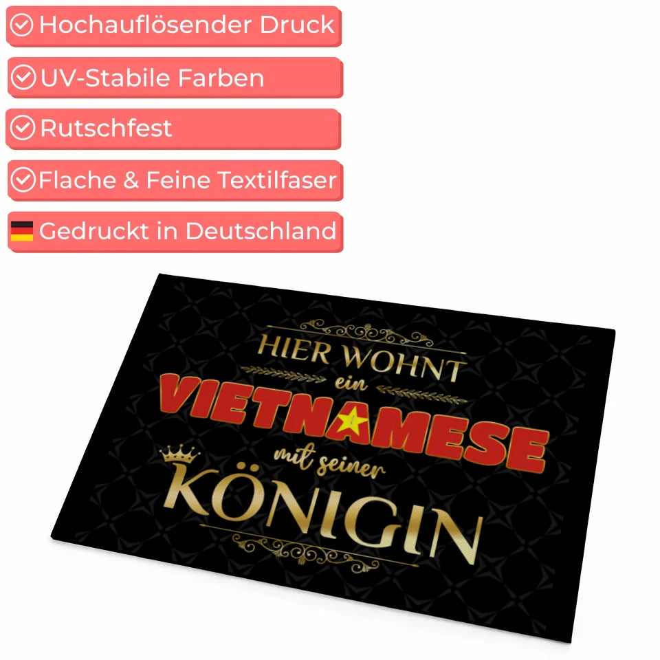 Fußmatte personalisiert Hier wohnt ein Vietnamese mit seiner Königin