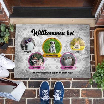 Personalisierte Haustier Fußmatte mit Name und Foto für Katzen und Hunde