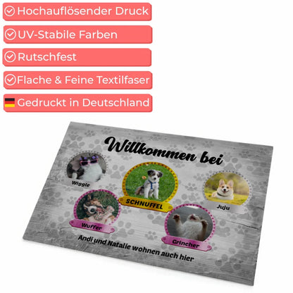 Personalisierte Haustier Fußmatte mit Name und Foto für Katzen und Hunde