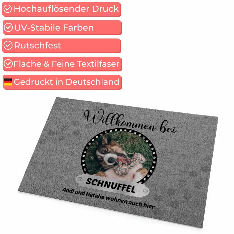 Personalisierte Haustier Fußmatte Willkommen Bei Hunden und Katzen Foto