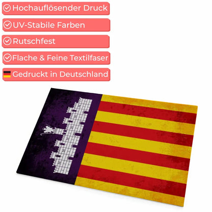 Personalisierte Fußmatte mit Länderflagge und Wunschtext Mallorca