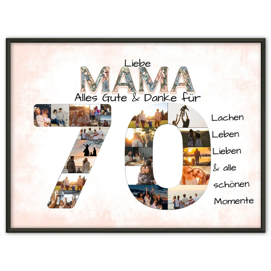 Fotocollage Poster zum 70 Geburtstag für Mama Geschenkidee mit Fotos