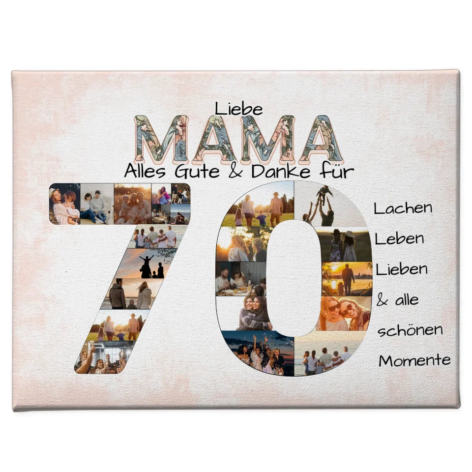 Fotocollage Leinwand zum 70 Geburtstag für Mama Geschenkidee mit Fotos 1