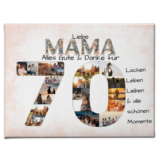 Fotocollage Leinwand zum 70 Geburtstag für Mama Geschenkidee mit Fotos