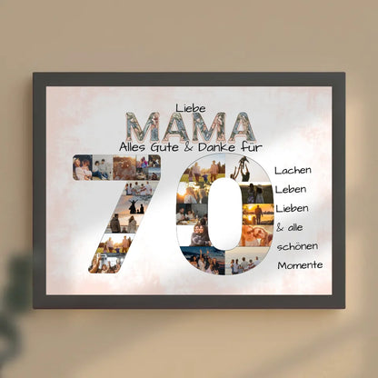 Fotocollage Poster zum 70 Geburtstag für Mama Geschenkidee mit Fotos