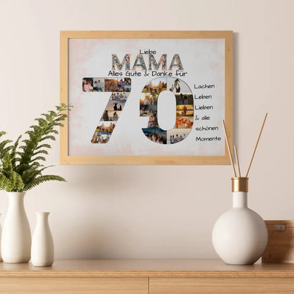 Fotocollage Poster zum 70 Geburtstag für Mama Geschenkidee mit Fotos