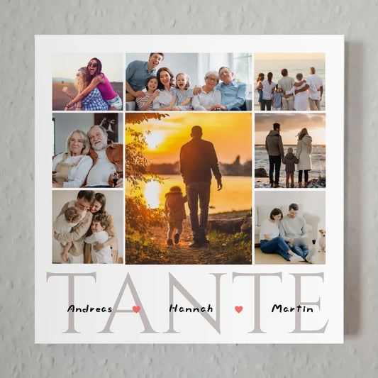 Fotoboard magnetisch für Tante Fotocollage 8 Fotos & Namen